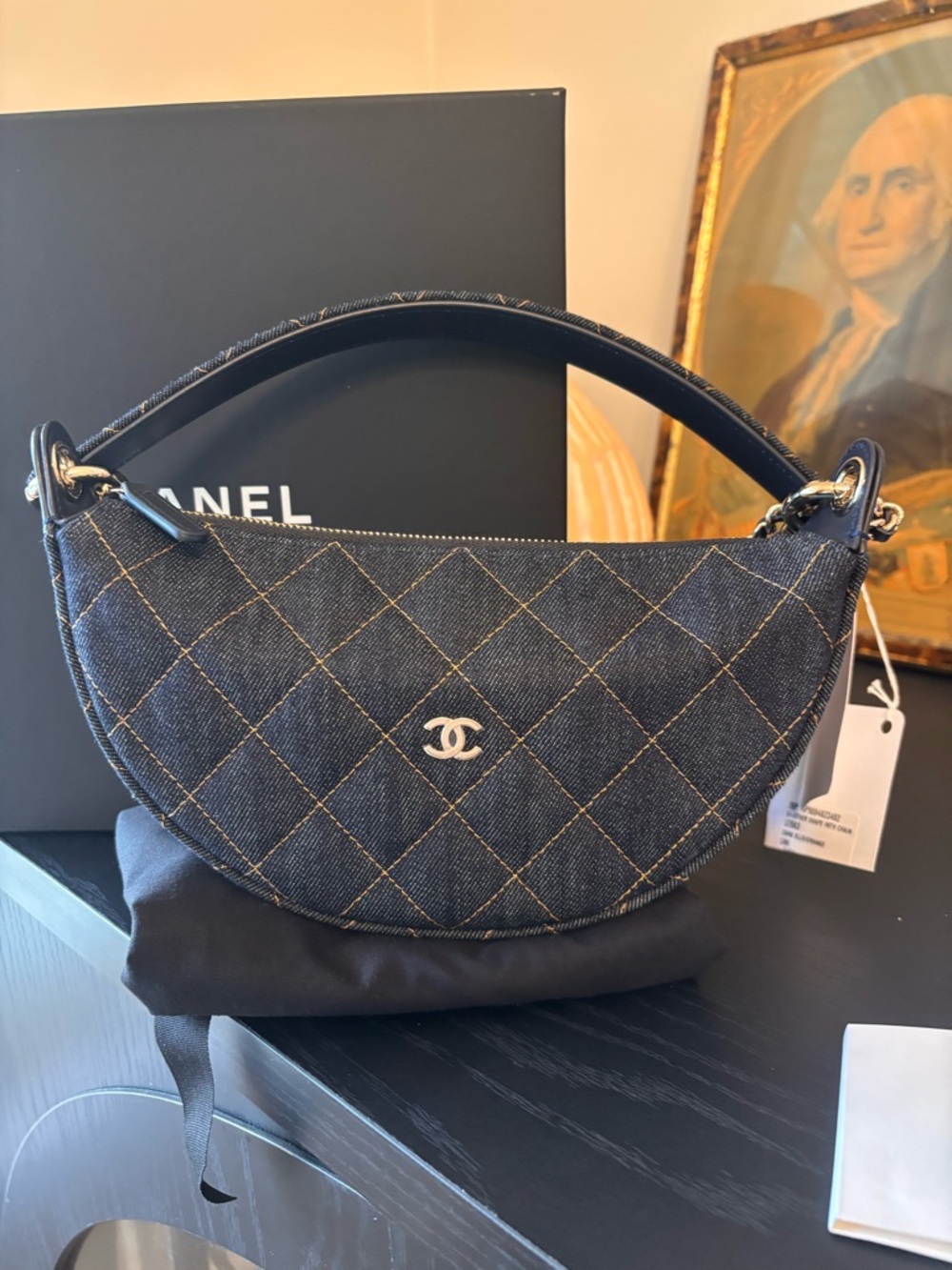 New Authentic Chanel Denim 2026 Clutch With Chain Top Handle Crossbody Bag